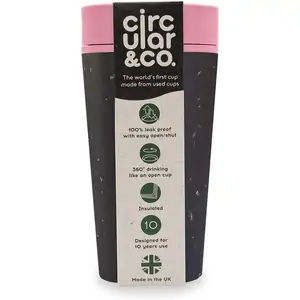 Circular & Co. Circular Cup (formerly rCUP) Recycled Coffee Cup 12oz (340ml), Black & Giggle Pink
