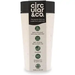 Circular & Co. Circular Cup (formerly rCUP) Recycled Coffee Cup 12oz (340ml), Cream & Cosmic Black