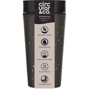Circular & Co. Circular Cup (formerly rCUP) Recycled Coffee Cup 12oz (340ml), Black & Cosmic Black