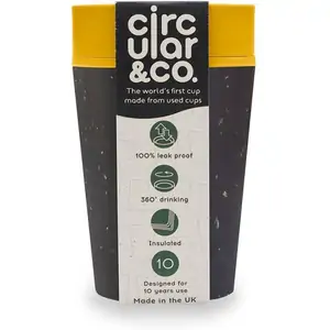 Circular & Co. Circular Cup (formerly rCUP) Recycled Coffee Cup 8oz (227ml), Black & Electric Mustard