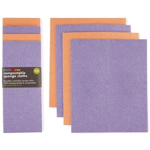 EcoLiving Compostable Sponge Cloths 4pk - Purple & Orange