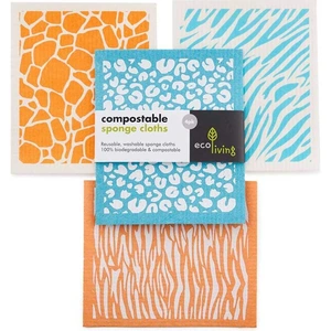 EcoLiving Compostable Sponge Cleaning Clothes - Animal