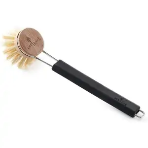 Ecoliving Dish Brush With Silicone Handle & Replaceable Brush Head - Black