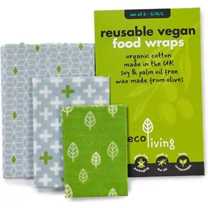 EcoLiving Reusable Vegan Food Wraps - Set of 3