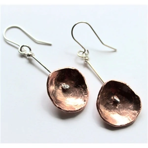 LA Jewellery Recycled Nectar Copper and Silver Drop Earrings