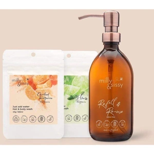 Milly & sissy Hair & Body Wash Set with Glass Bottle