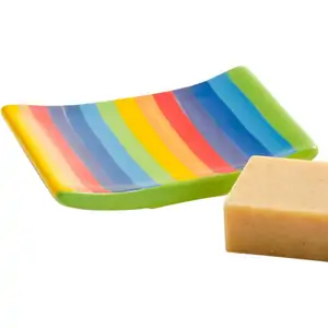 Natural Collection Select Handpainted Rainbow Stripe Soap Dish