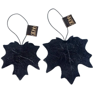 View product details for the Set of 2 Recycled Paper Leaf Hanging Ornaments, Black