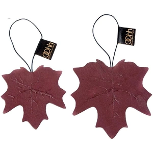 View product details for the Set of 2 Recycled Paper Leaf Hanging Ornaments, Wine