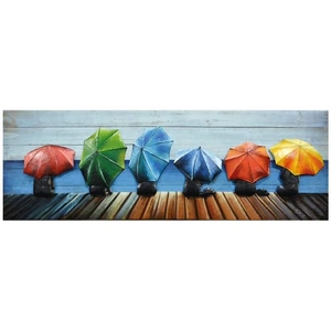 Original Organics Small Umbrellas - 3D Metal Art on Wood Canvas