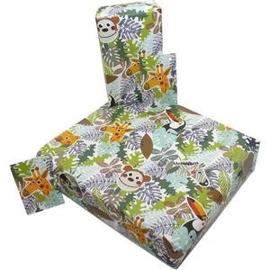 Re-wrapped Eco Friendly Recycled Wrapping Paper & Gift Tag - Jungle Animals