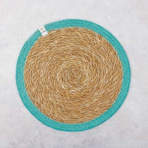 ReSpiin Seagrass & Jute Tablemat - Turquoise - Two Pack