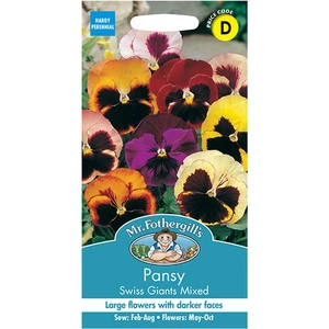 View product details for the Mr Fothergills Pansy Swiss Giants Mixed Seeds | 150 Seeds