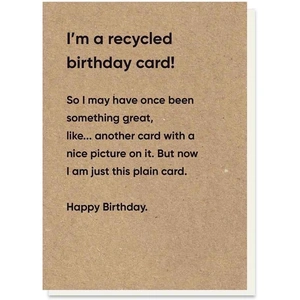 View product details for the 'Plain Card' Birthday Card - Recycled Greetings Card
