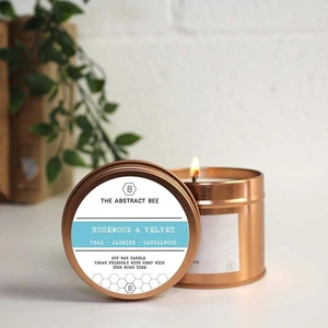 The Abstract Bee Soy Wax Tin Candle - Rosewood & Velvet
