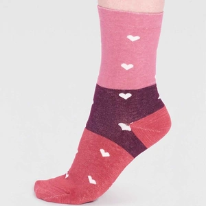 Thought Nova Organic Cotton Heart Socks - Pink - UK4-7
