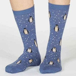 Penguin Natural Bamboo Organic Cotton Socks by Thought, Blue Slate