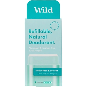 We Are Wild Wild Natural Deodorant - Aqua Starter Case with Fresh Cotton & Sea Salt Refill