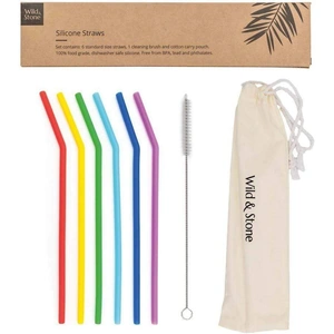 View product details for the Reusable Silicone Straws - Rainbow Pack of 6